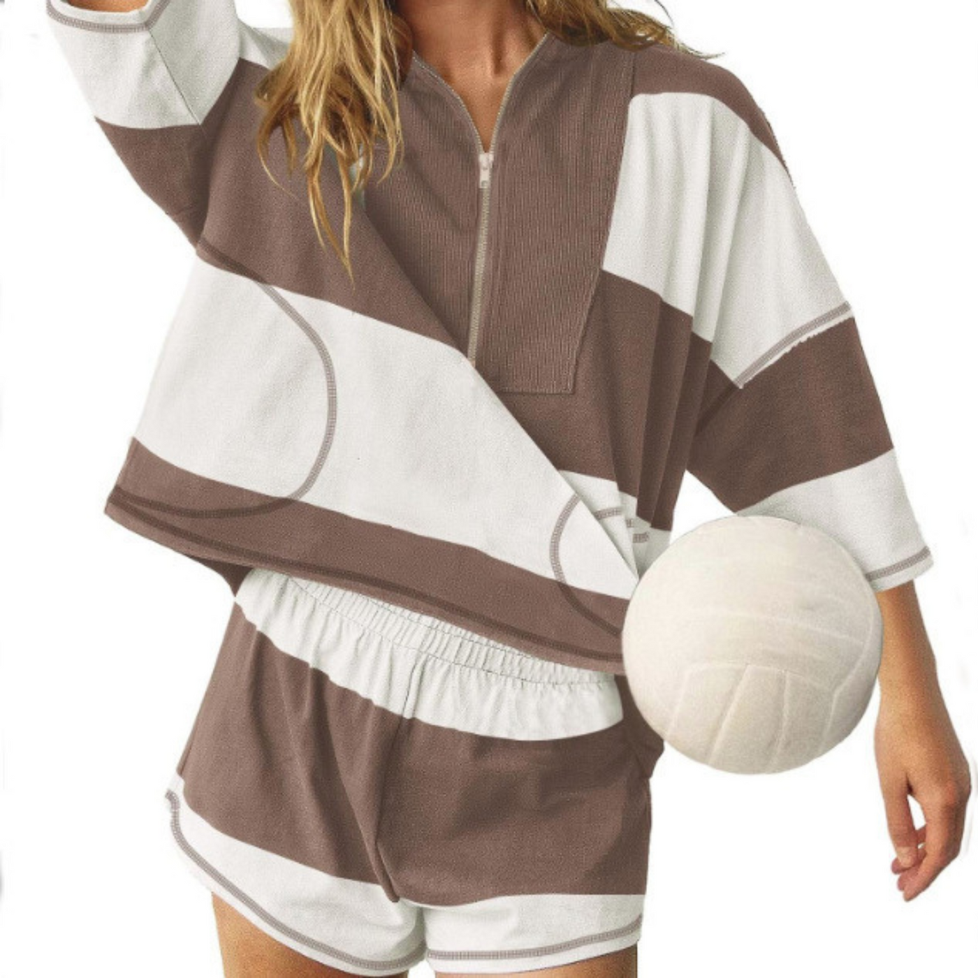 Yvaine - Comfortable Striped Oversized Lounge Set