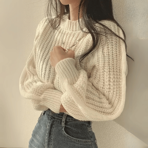 RoseWhisper Round Neck Knitted Sweater