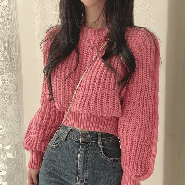 RoseWhisper Round Neck Knitted Sweater