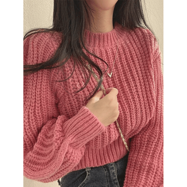 RoseWhisper Round Neck Knitted Sweater