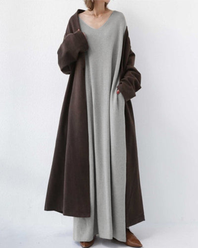 Eudora - Elegant Casual V-Neck Dress