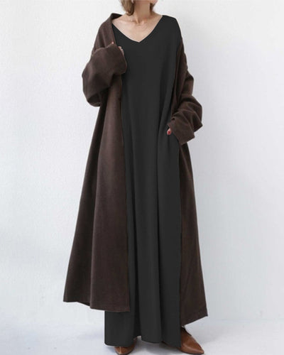 Eudora - Elegant Casual V-Neck Dress