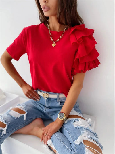 BreezeBlossom Ruffled Summer Tee